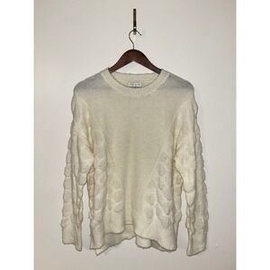 MOON RIVER Anthropologie Ivory Dotted Texture Knit Crew Neck Sweater Women's | S